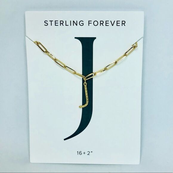 NEW Sterling Forever 14K Goldtone Braided J Initital Pendant Necklace - Picture 4 of 10